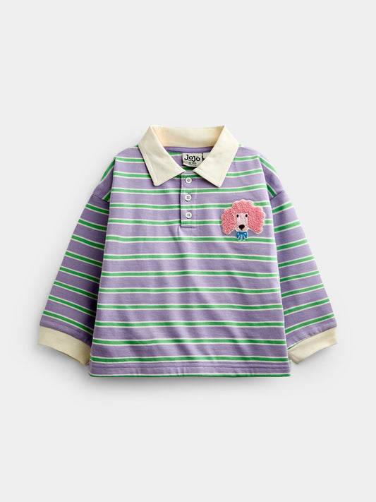 Dsiney Kidz - JoJo Maman Bébé Lilac Purple Dog Appliqué Rugby Shirt image 1