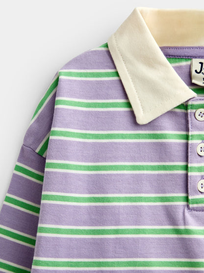 Dsiney Kidz - JoJo Maman Bébé Lilac Purple Dog Appliqué Rugby Shirt image 3