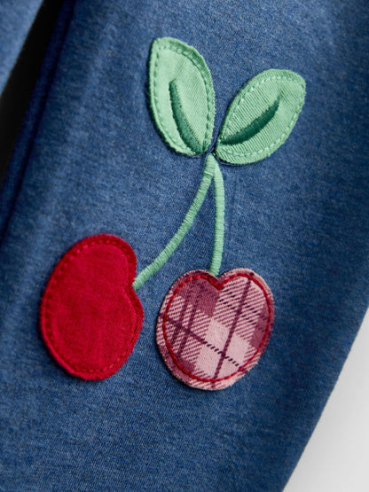 JoJo Maman Bébé Blue Marl Cherry Gingham 2 -Pack Appliqué & Check Leggings - image 7