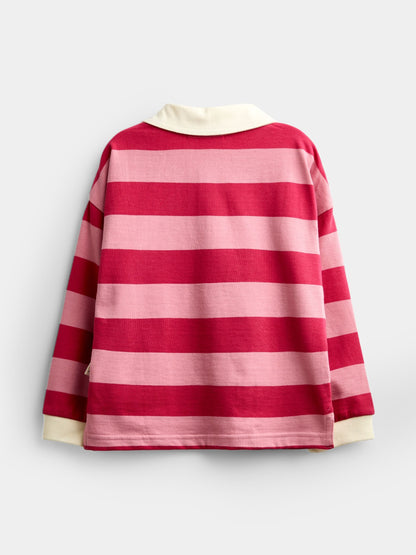 Dsiney Kidz - JoJo Maman Bébé Pink Stripe Appliqué Rugby Shirt image 3
