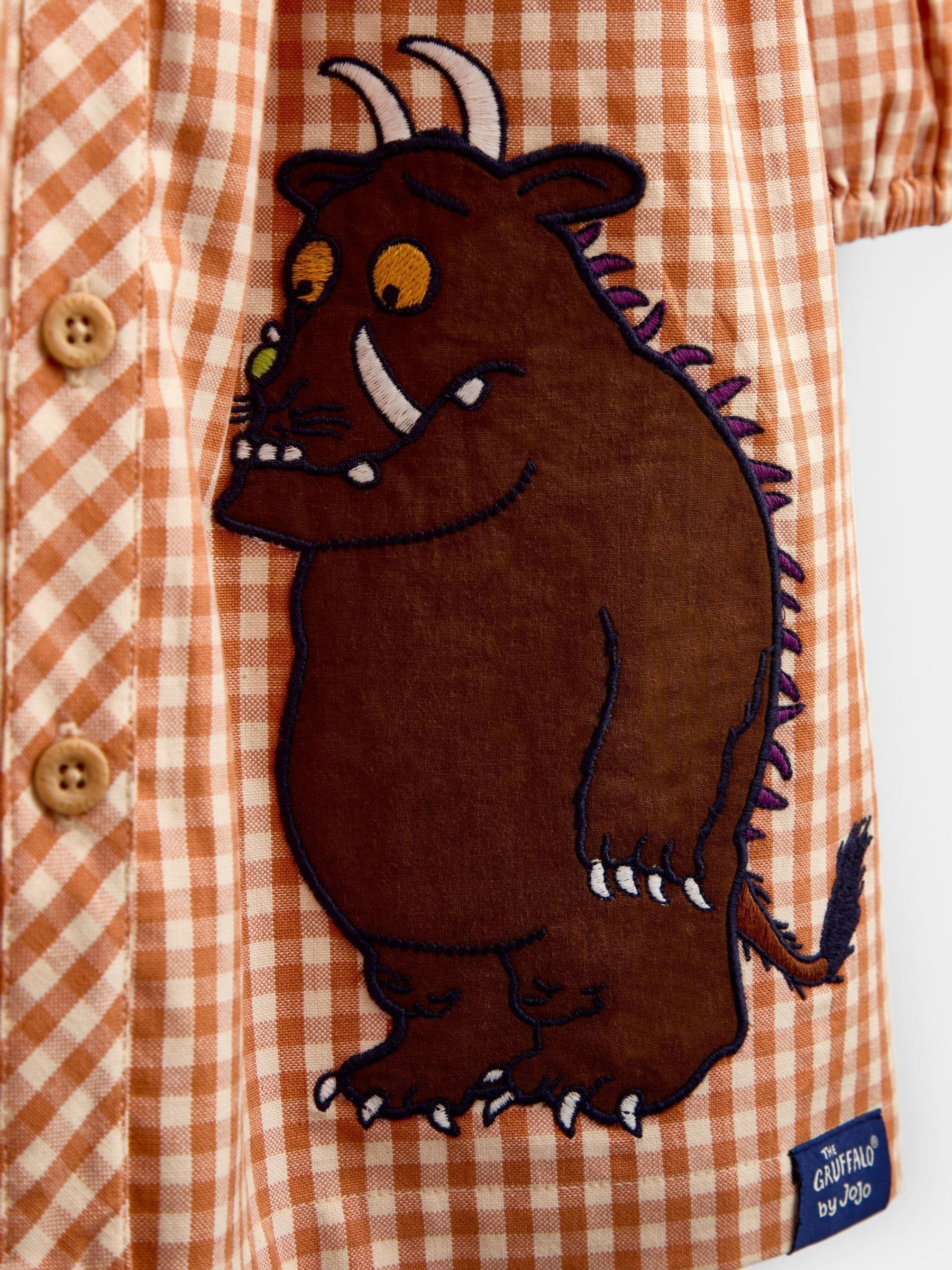 Dsiney Kidz - Jojo Maman Bébé Rust Orange Gingham The Gruffalo Button Through Dress image 3