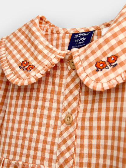 Dsiney Kidz - Jojo Maman Bébé Rust Orange Gingham The Gruffalo Button Through Dress image 4
