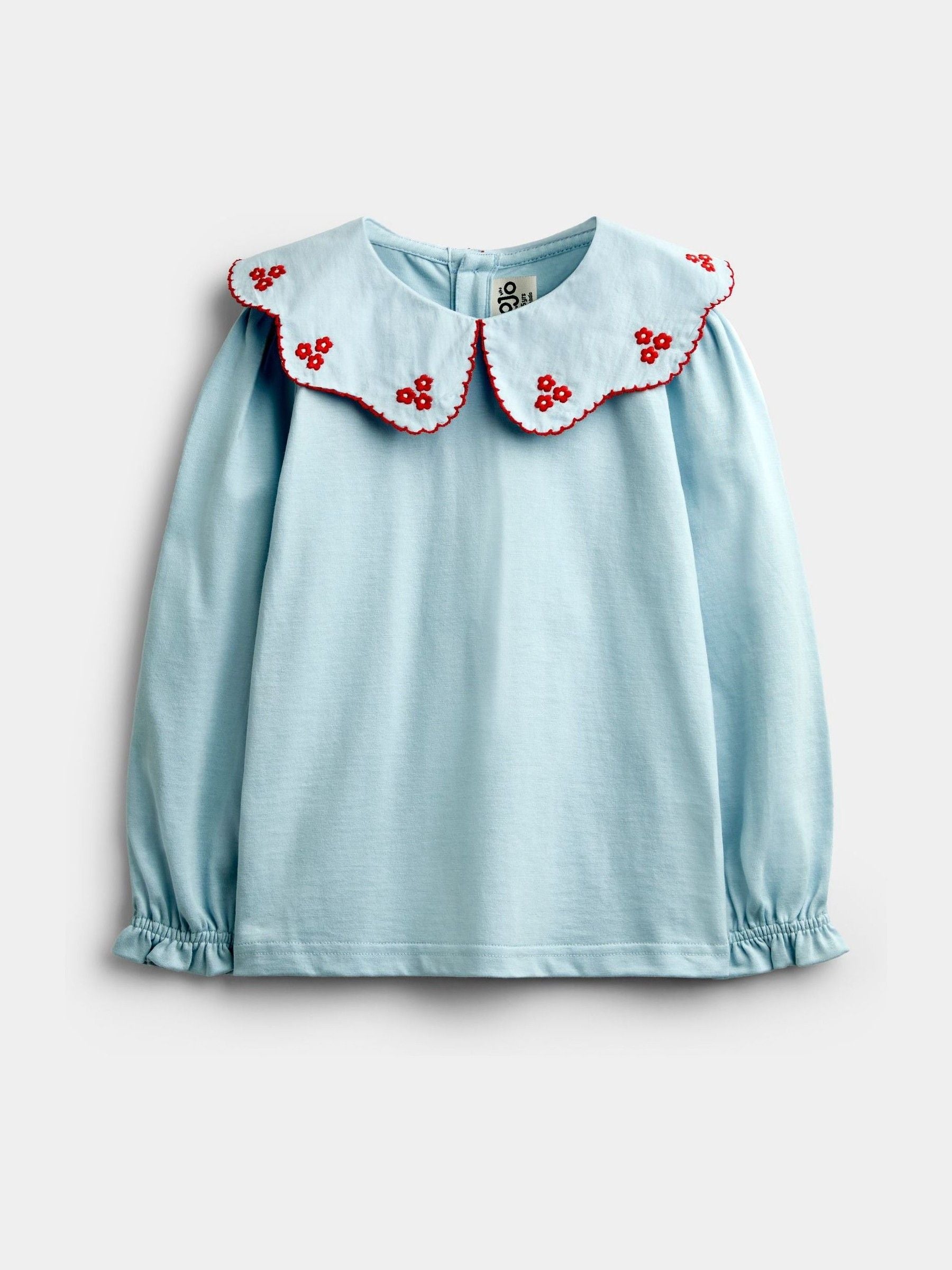 Dsiney Kidz - Jojo Maman Bébé Light Blue Flowers Embroidered Collar Top image 1