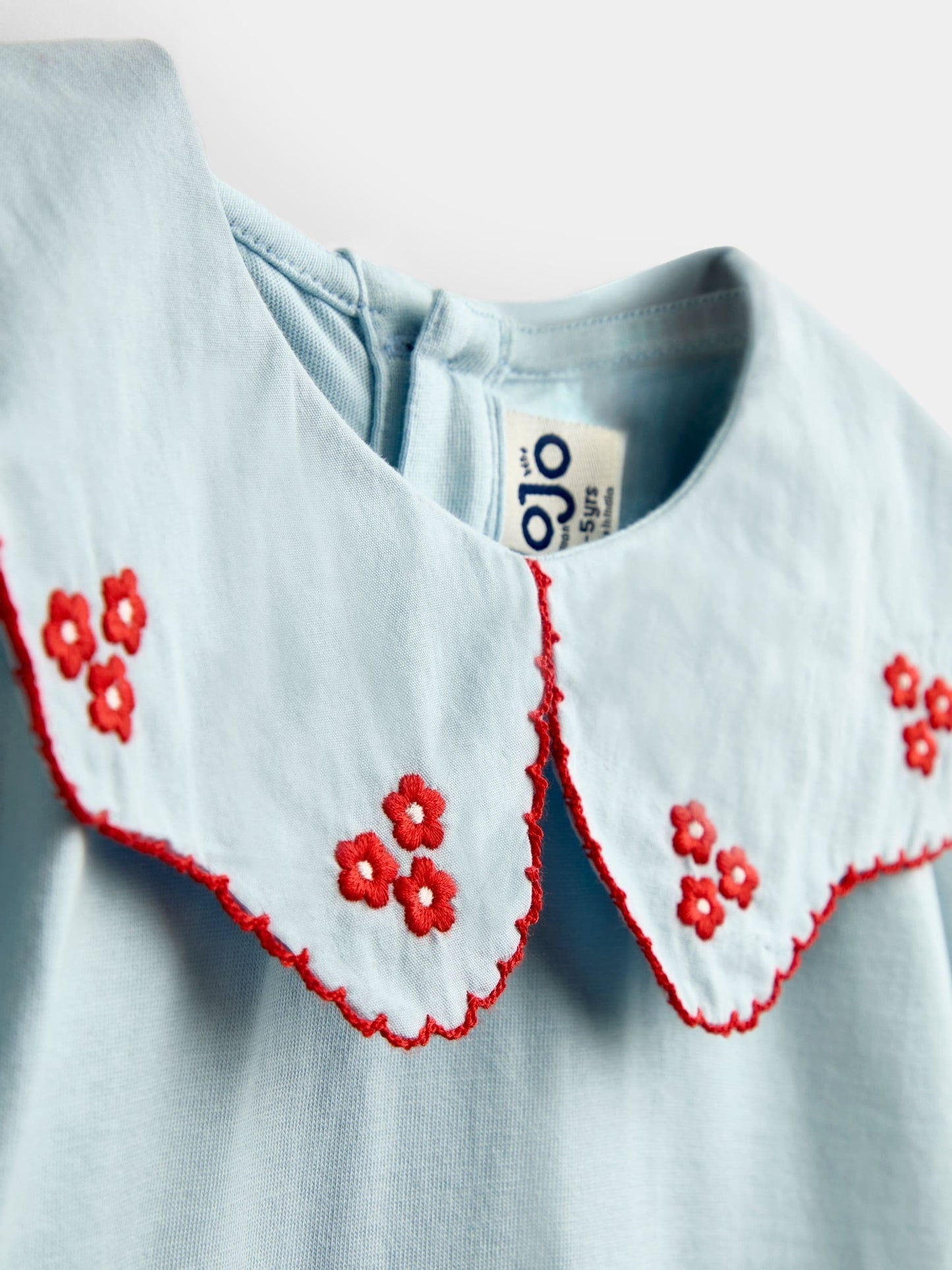 Dsiney Kidz - Jojo Maman Bébé Light Blue Flowers Embroidered Collar Top image 3