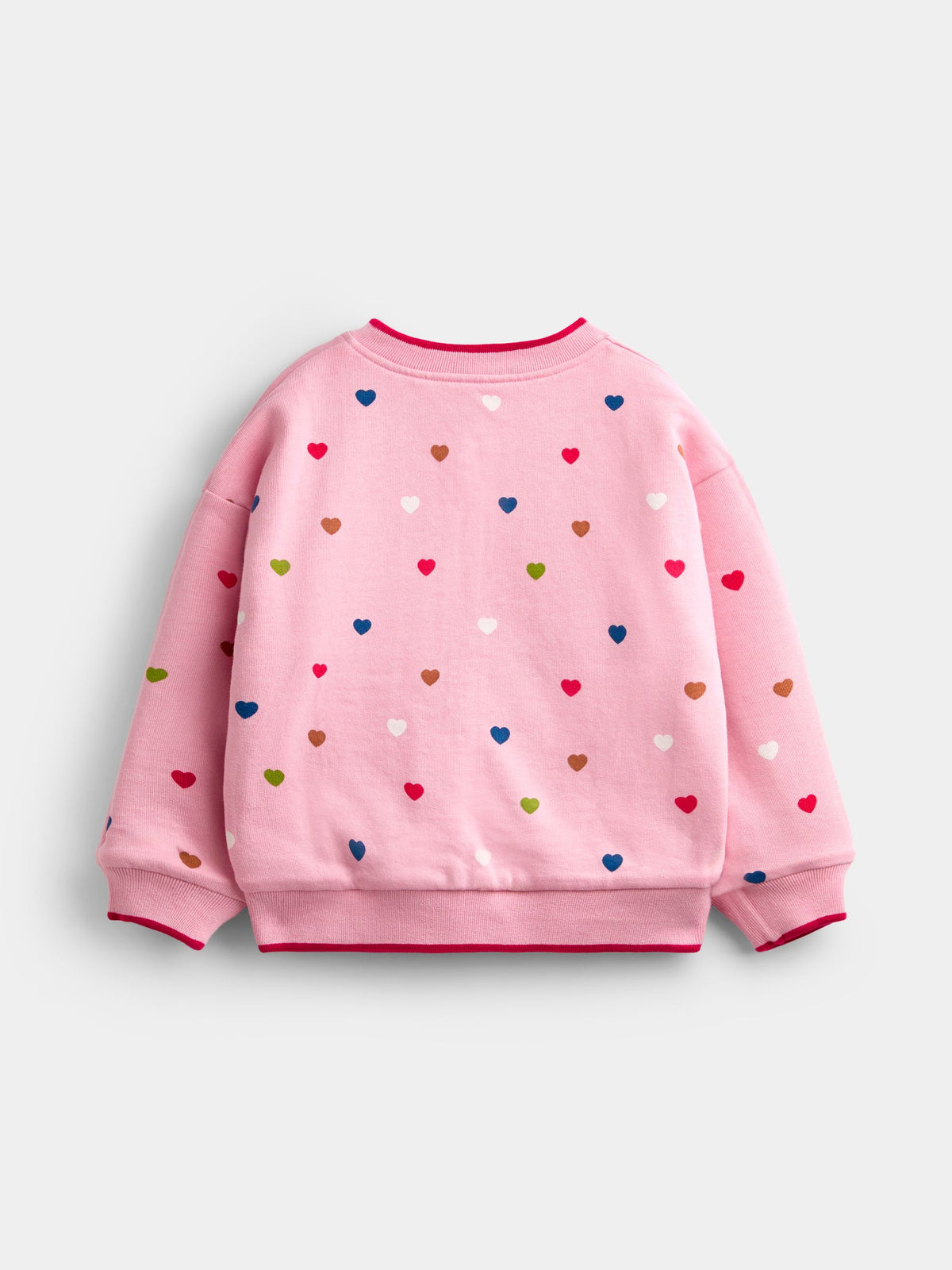 JoJo Maman Bébé Pink Hearts & Oatmeal Appliqué Reversible Bomber Jacket - image 4