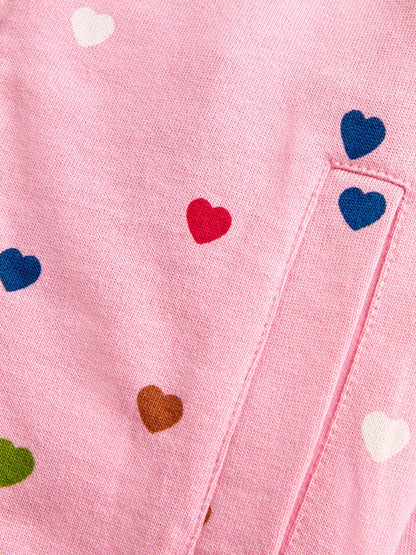 JoJo Maman Bébé Pink Hearts & Oatmeal Appliqué Reversible Bomber Jacket - image 6
