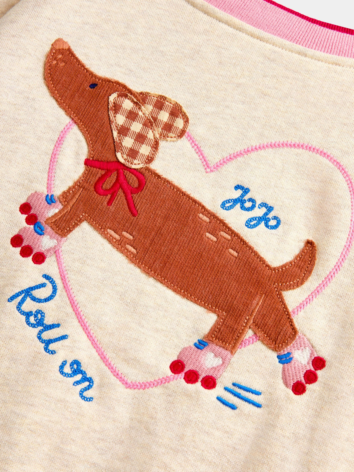 JoJo Maman Bébé Pink Hearts & Oatmeal Appliqué Reversible Bomber Jacket - image 7