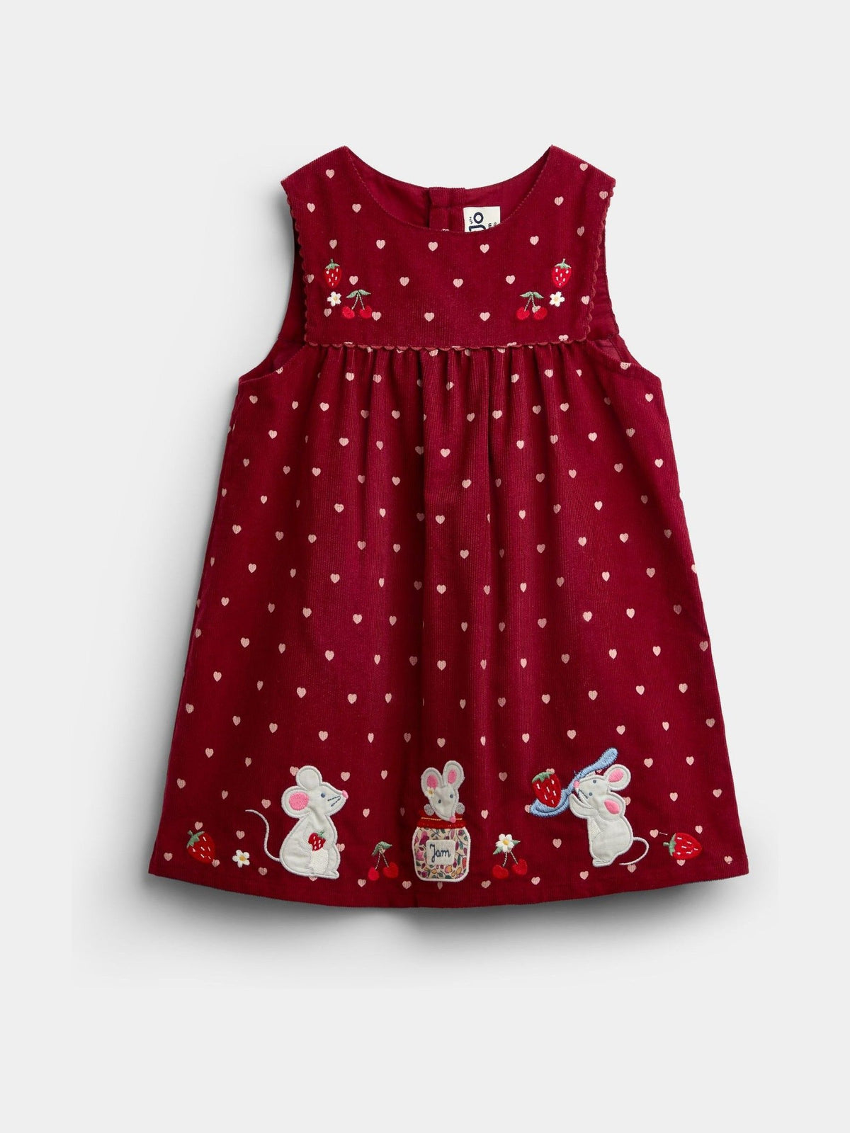 Dsiney Kidz - JoJo Maman Bébé Burgundy Red Mouse Appliqué Cord Dress image 1