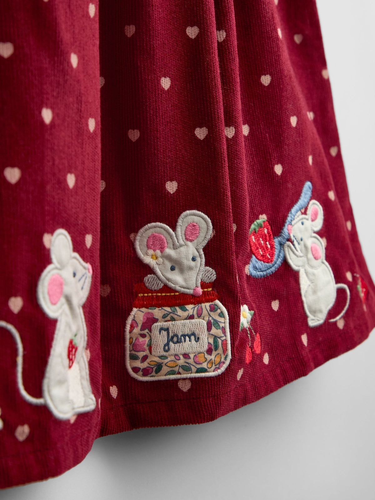 Dsiney Kidz - JoJo Maman Bébé Burgundy Red Mouse Appliqué Cord Dress image 4