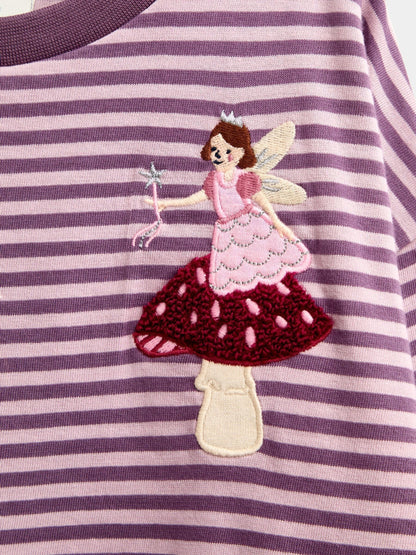 Dsiney Kidz - JoJo Maman Bébé Plum Purple Fairy Striped Top image 3