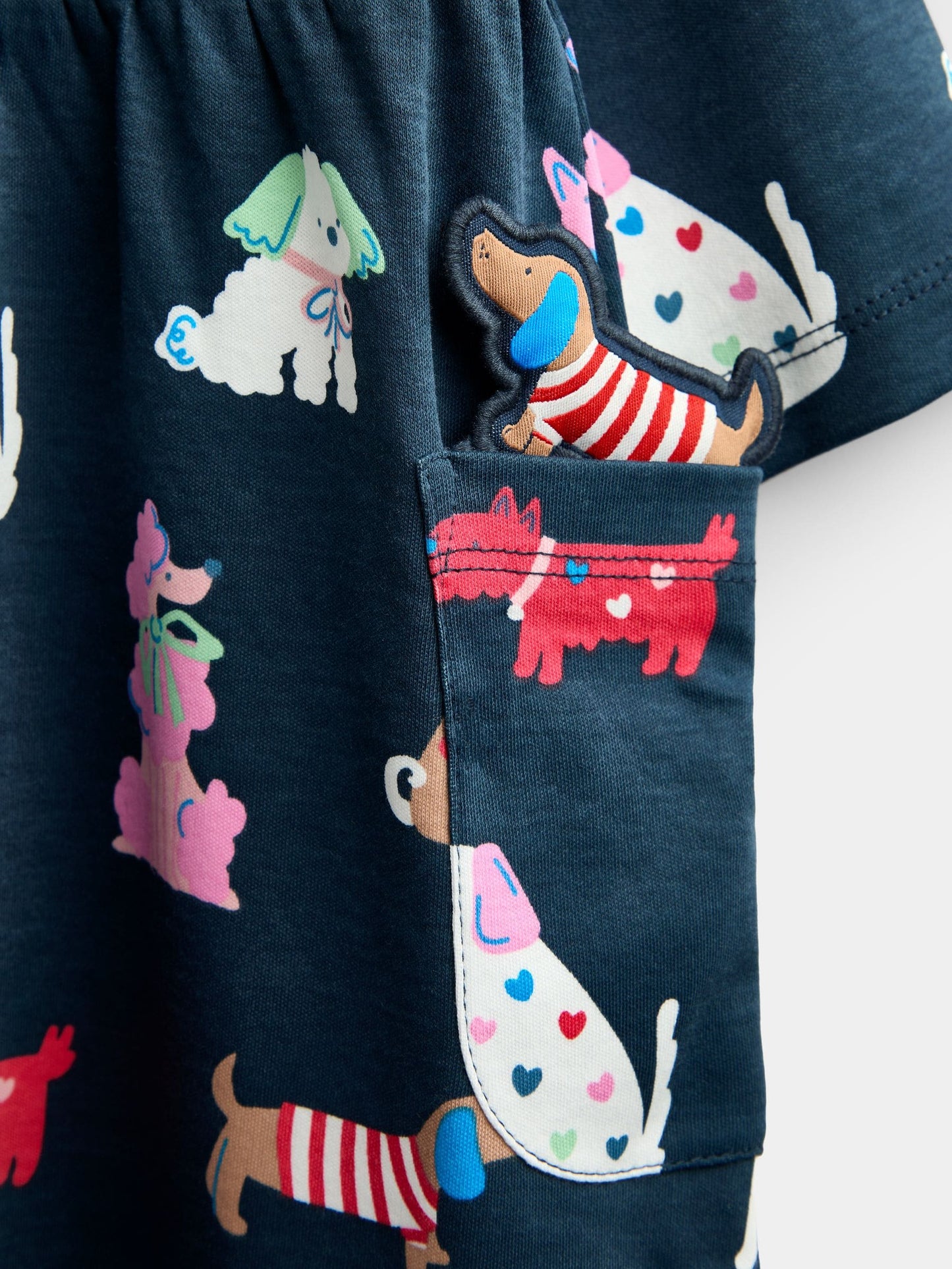 Dsiney Kidz - JoJo Maman Bébé Navy Blue Dog Print Button Front Dress image 3