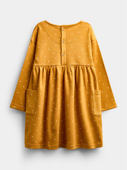 Dsiney Kidz - Jojo Maman Bébé Mustard Yellow Spot Jersey Dress image 2