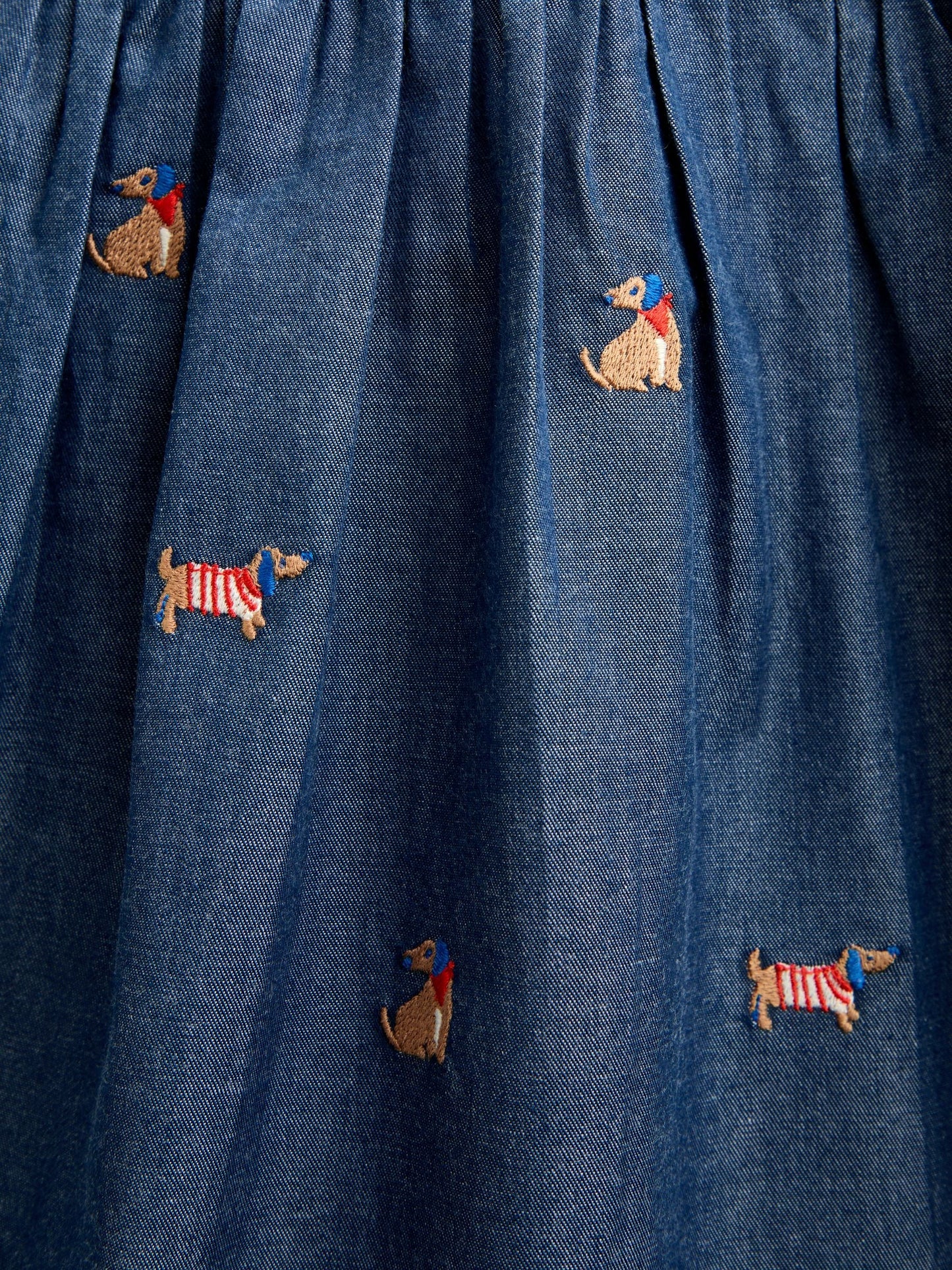 Dsiney Kidz - JoJo Maman Bébé Chambray Blue Pets Embroidered Dress image 5