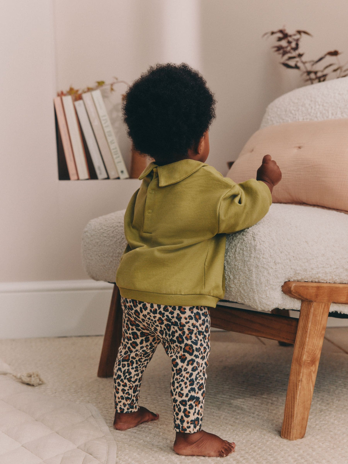 Green / Leopard Baby Sweat Top And Wide Leg Leggings 2 Piece Set (0mths-2yrs) - image 3