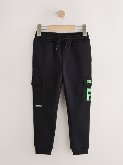 Minecraft Black Slim Fit Cargo Joggers (3-16yrs) - image 1