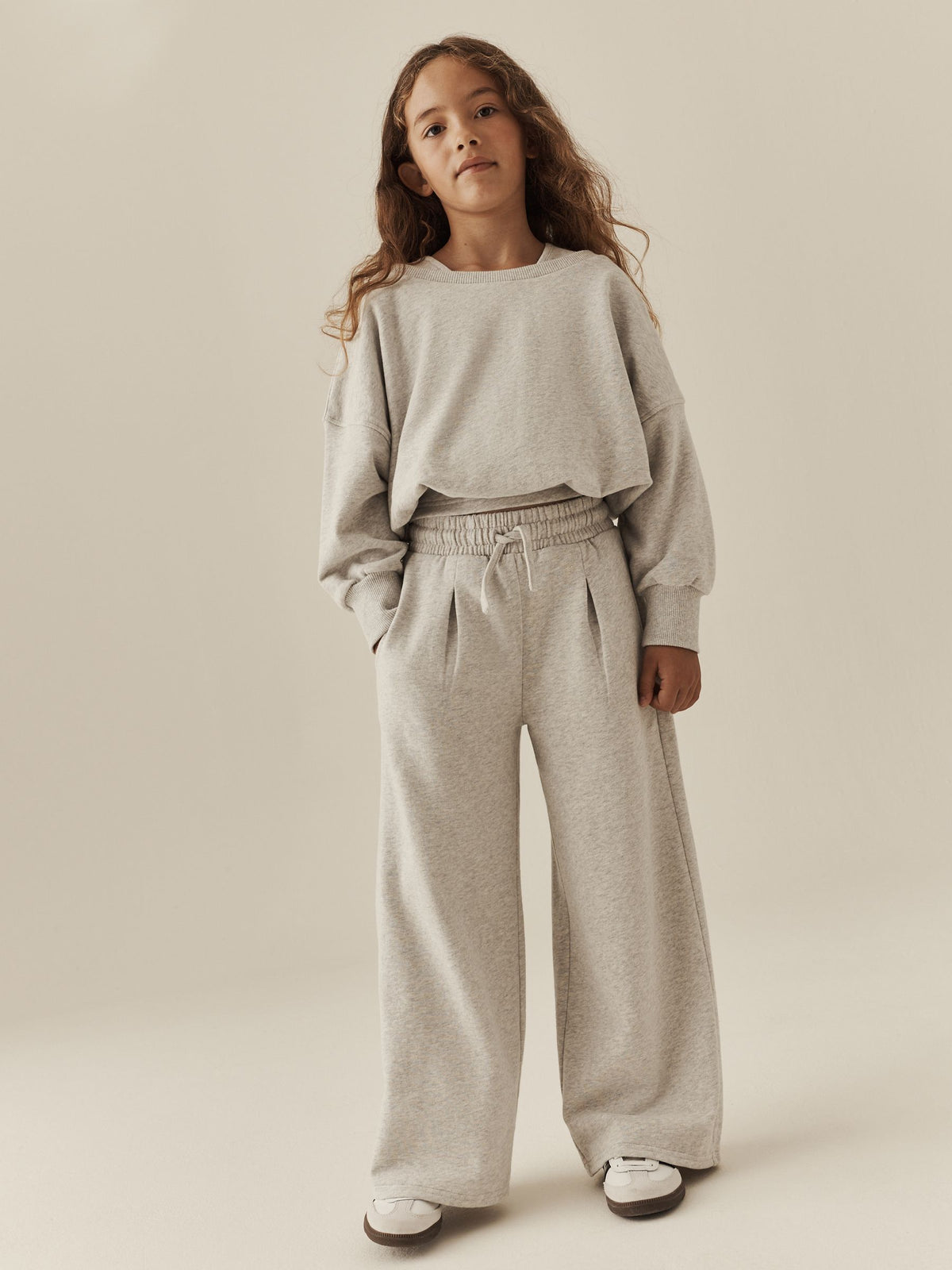 Grey Marl Off Shoulder Sweatshirt and Joggers Set (3-16yrs) - image 1