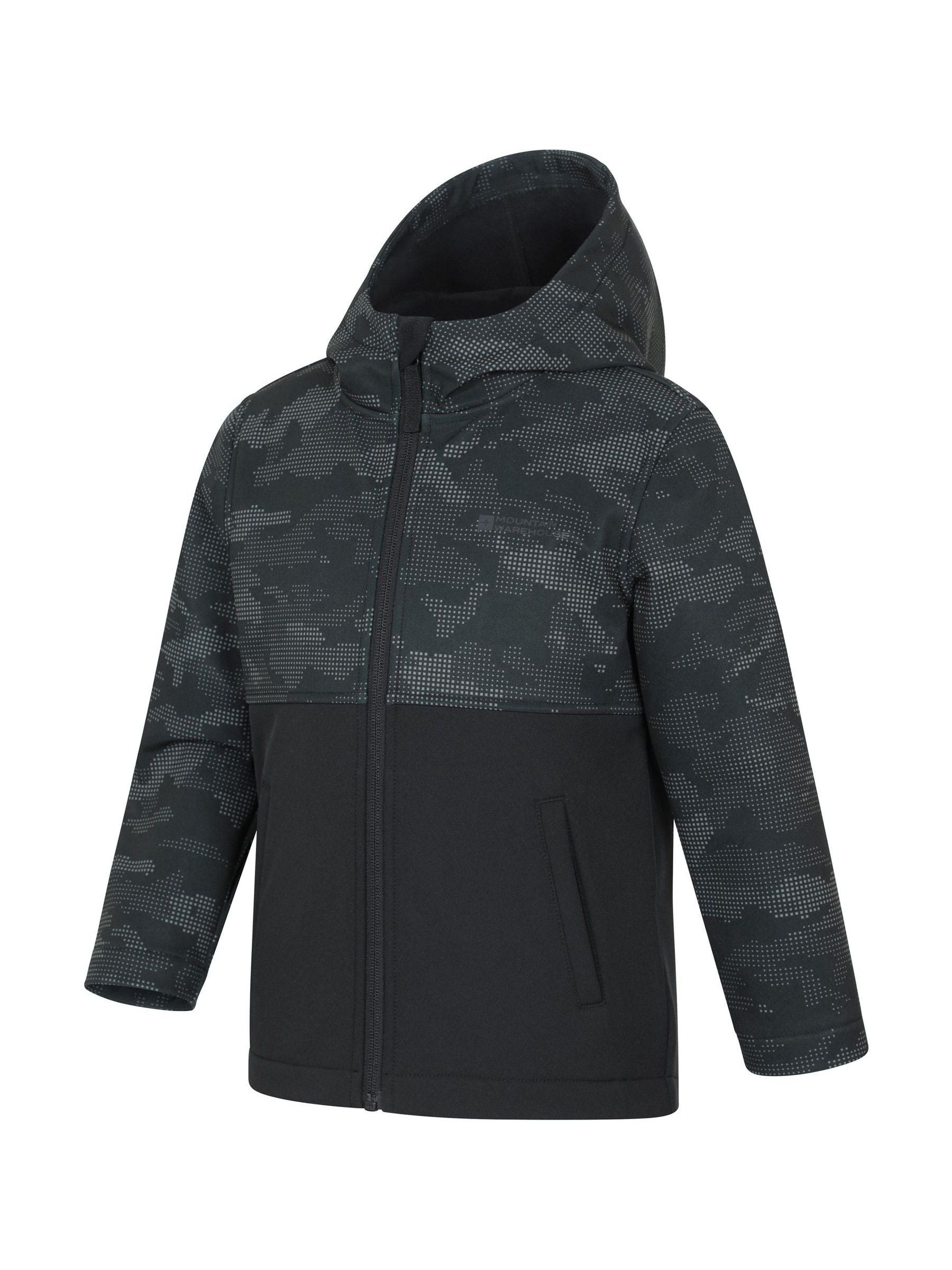 Dsiney Kidz - Mountain Warehouse Grey Exodus Kids Printed Water-Resistant Softshell Jacket image 3