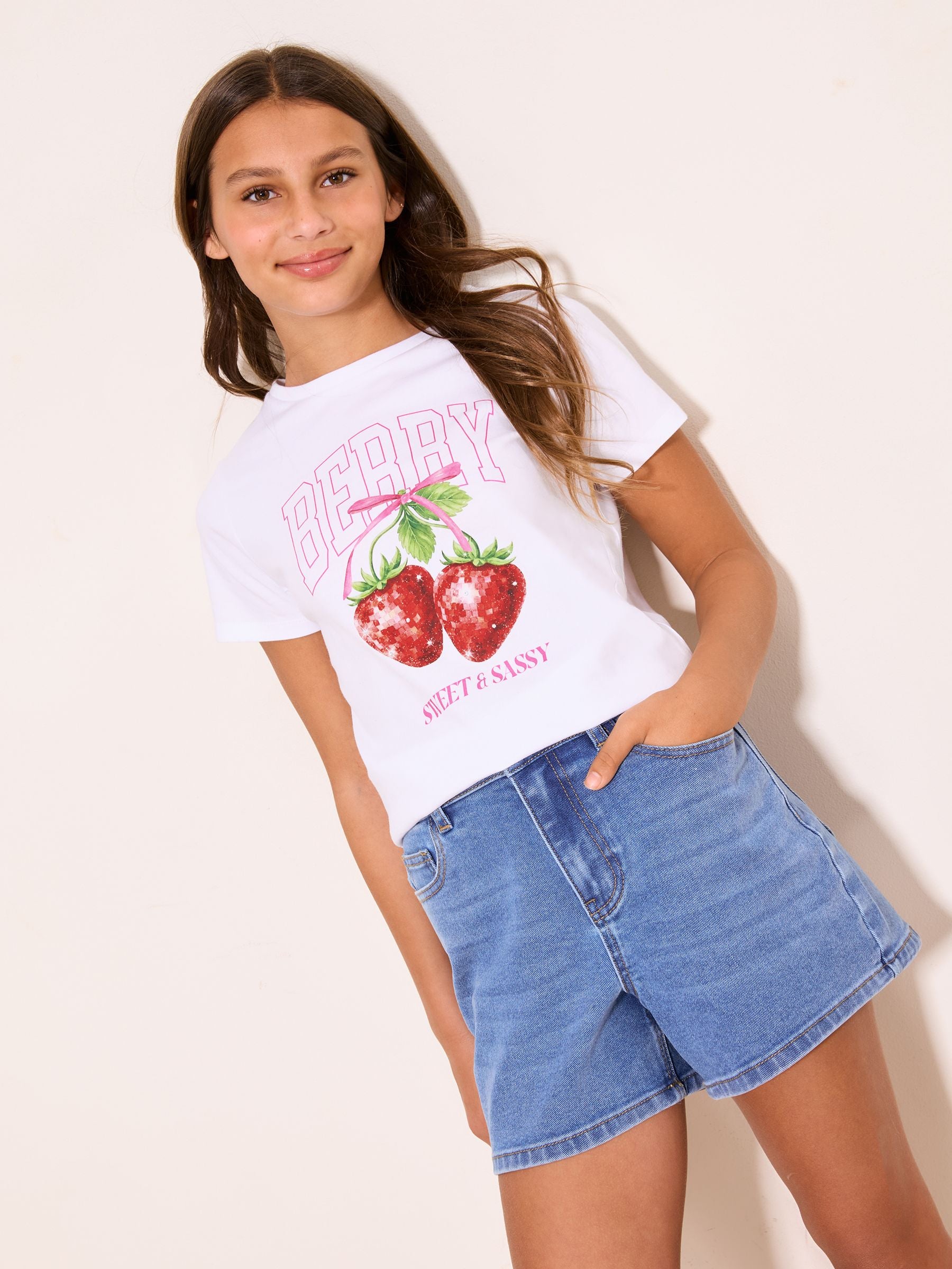 Dsiney Kidz - Lipsy White Berry Graphic T-Shirt (5-16yrs) image 3