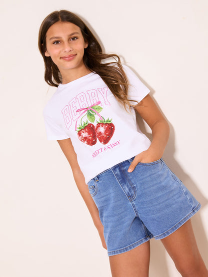 Dsiney Kidz - Lipsy White Berry Graphic T-Shirt (5-16yrs) image 3