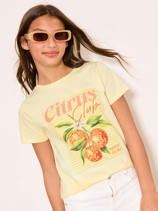 Dsiney Kidz - Lipsy Yellow Citrus Graphic T-Shirt (5-16yrs) image 1