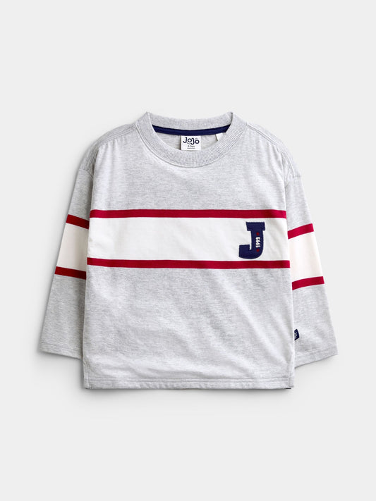 JoJo Maman Bébé Grey Marl Varsity Top - image 1