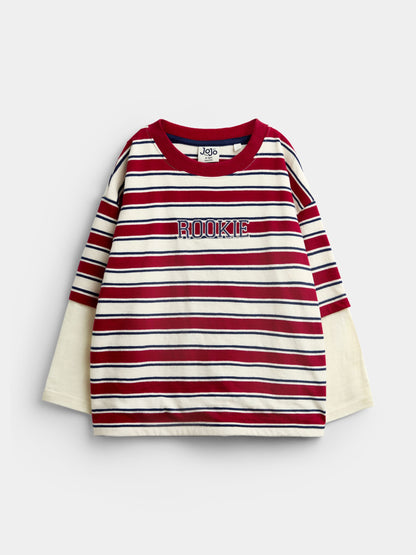 JoJo Maman Bébé Red Stripe Slogan Top - image 1