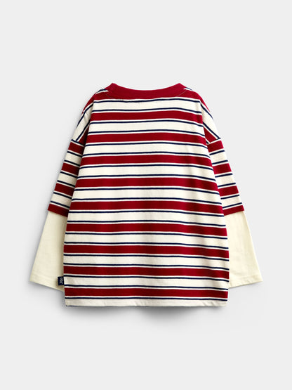 JoJo Maman Bébé Red Stripe Slogan Top - image 2