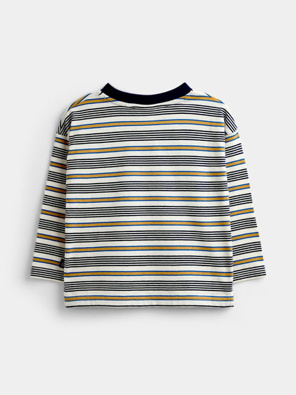 JoJo Maman Bébé Natural Varsity Badge Striped Top - image 2