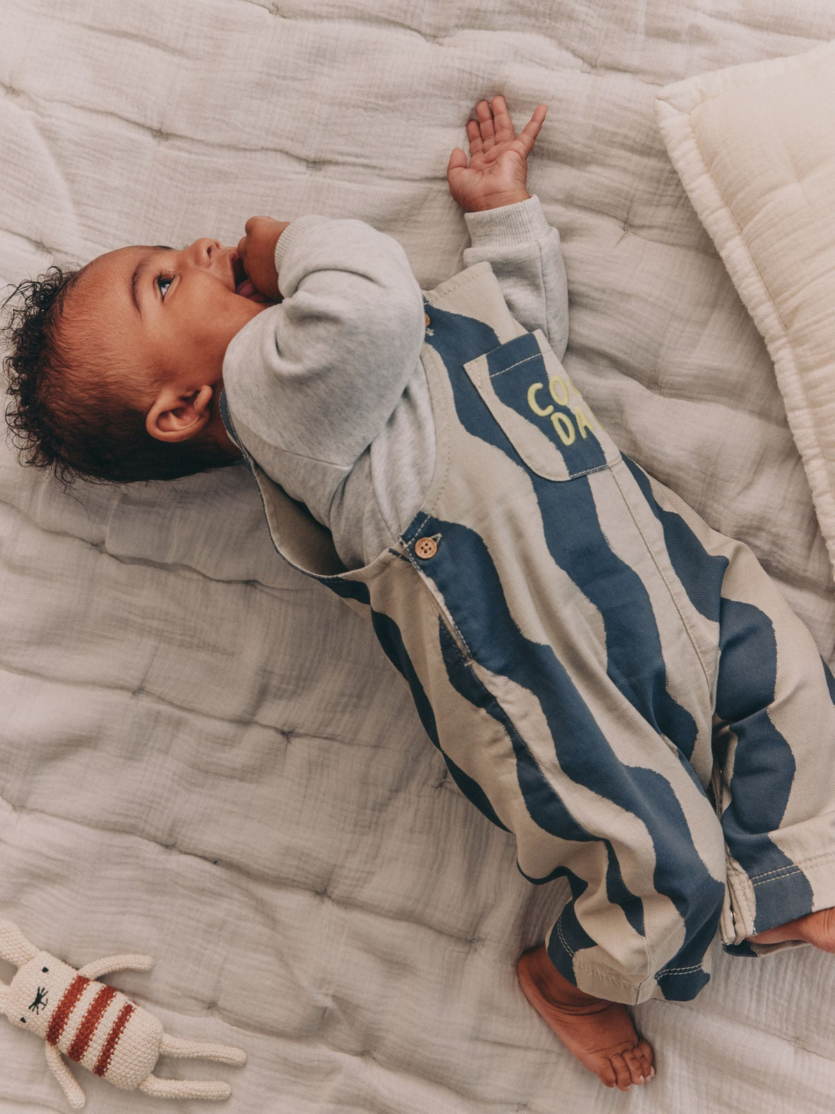 Green/Blue Wavy Stripe Baby Twill Dungarees and Bodysuit Set (0mths-2yrs) - image 3