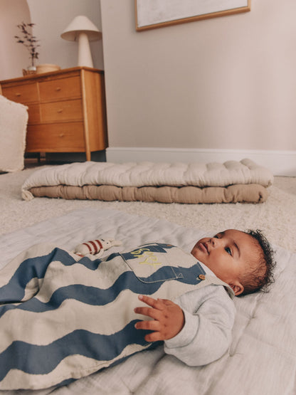 Green/Blue Wavy Stripe Baby Twill Dungarees and Bodysuit Set (0mths-2yrs) - image 4