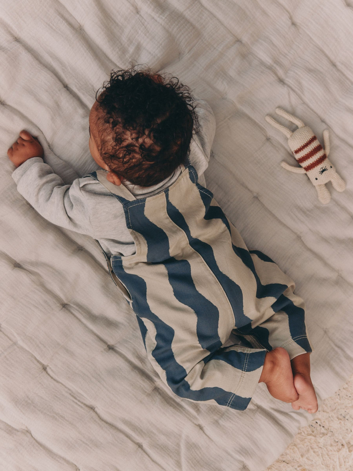Green/Blue Wavy Stripe Baby Twill Dungarees and Bodysuit Set (0mths-2yrs) - image 5
