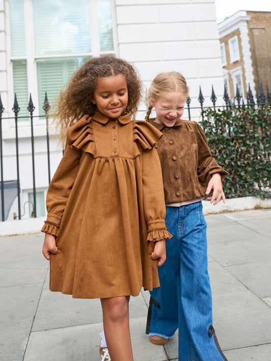 Dsiney Kidz - Angel & Rocket Brown Macie Suedette Cape Collar Shirt Dress image 1