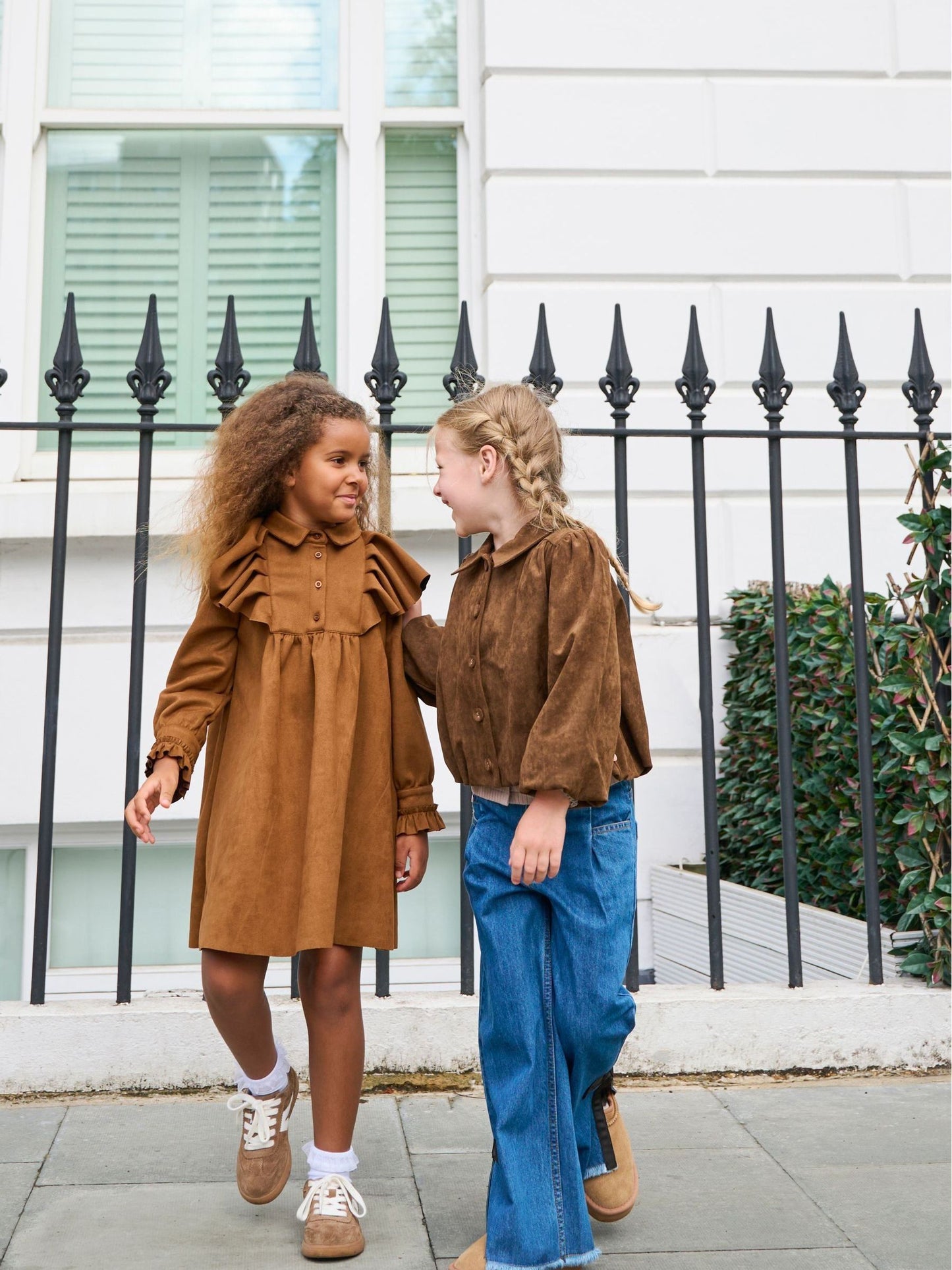 Dsiney Kidz - Angel & Rocket Brown Macie Suedette Cape Collar Shirt Dress image 2