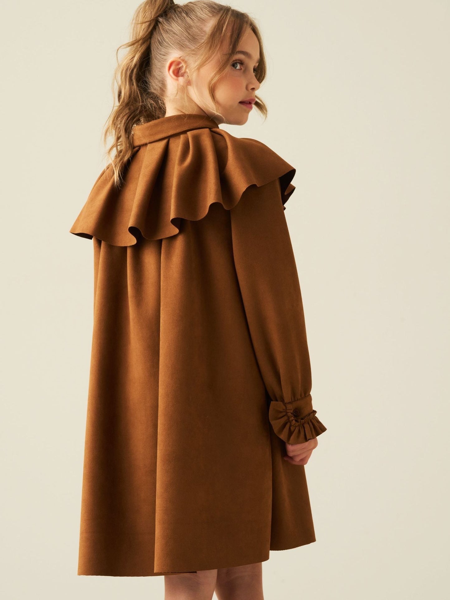 Dsiney Kidz - Angel & Rocket Brown Macie Suedette Cape Collar Shirt Dress image 6