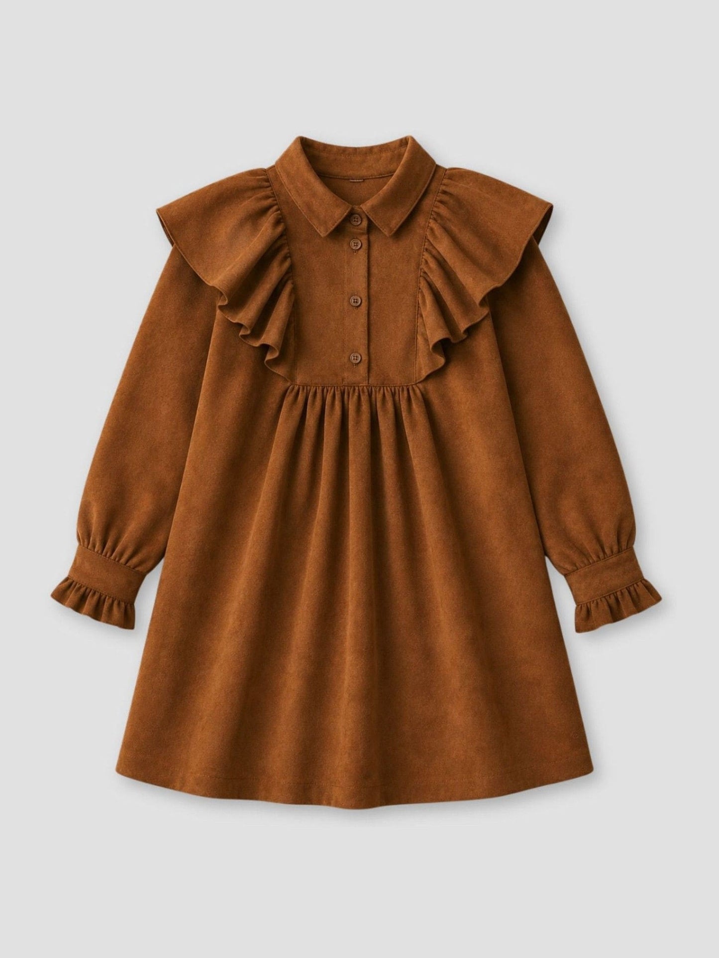 Dsiney Kidz - Angel & Rocket Brown Macie Suedette Cape Collar Shirt Dress image 8
