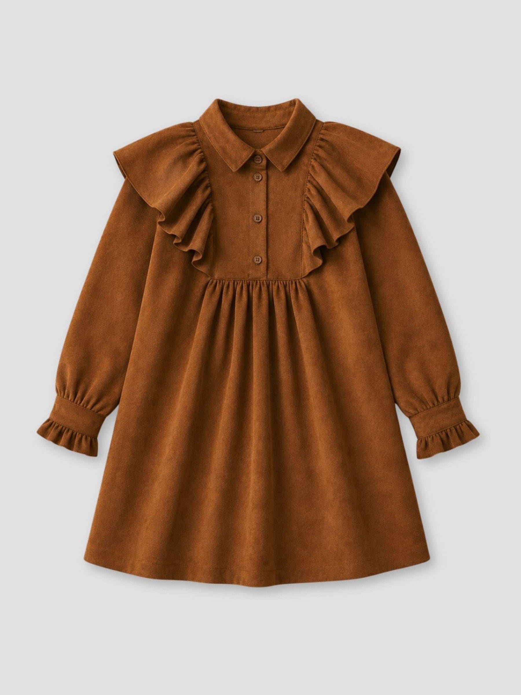 Dsiney Kidz - Angel & Rocket Brown Macie Suedette Cape Collar Shirt Dress image 8