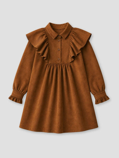 Dsiney Kidz - Angel & Rocket Brown Macie Suedette Cape Collar Shirt Dress image 8