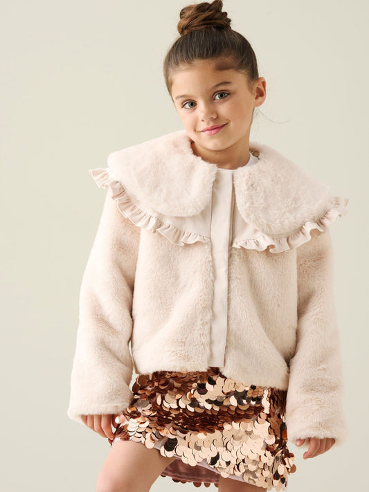 Dsiney Kidz - Angel & Rocket White Alessia Faux Fur Cape Collar Jacket image 1
