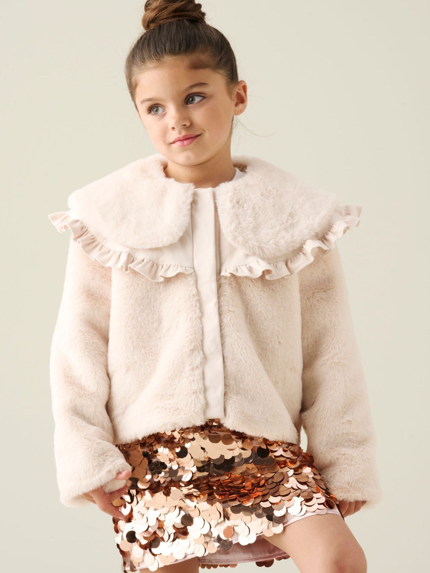 Dsiney Kidz - Angel & Rocket White Alessia Faux Fur Cape Collar Jacket image 2