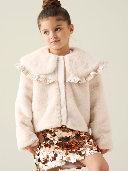 Dsiney Kidz - Angel & Rocket White Alessia Faux Fur Cape Collar Jacket image 2