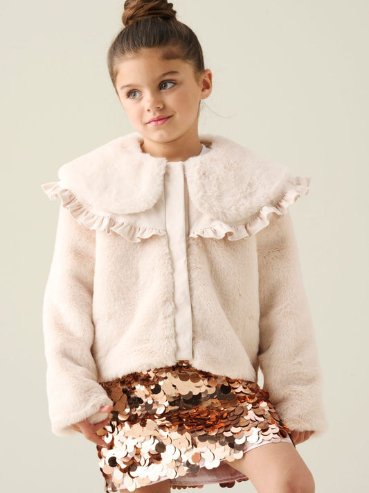 Dsiney Kidz - Angel & Rocket White Alessia Faux Fur Cape Collar Jacket image 2