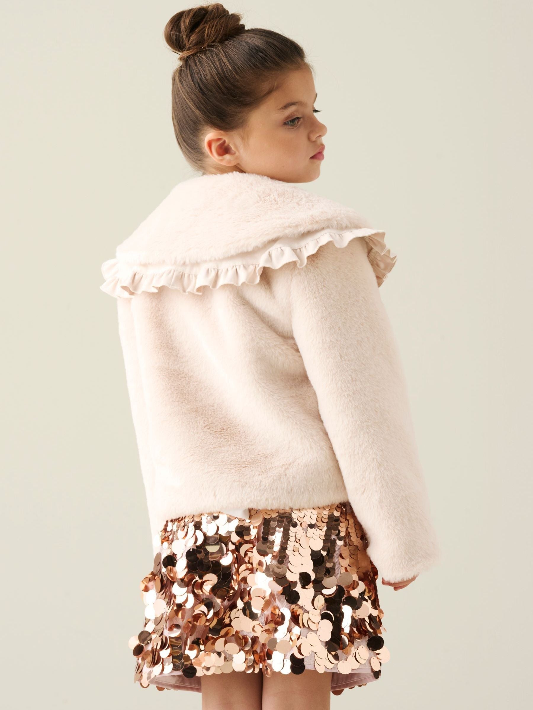 Dsiney Kidz - Angel & Rocket White Alessia Faux Fur Cape Collar Jacket image 3