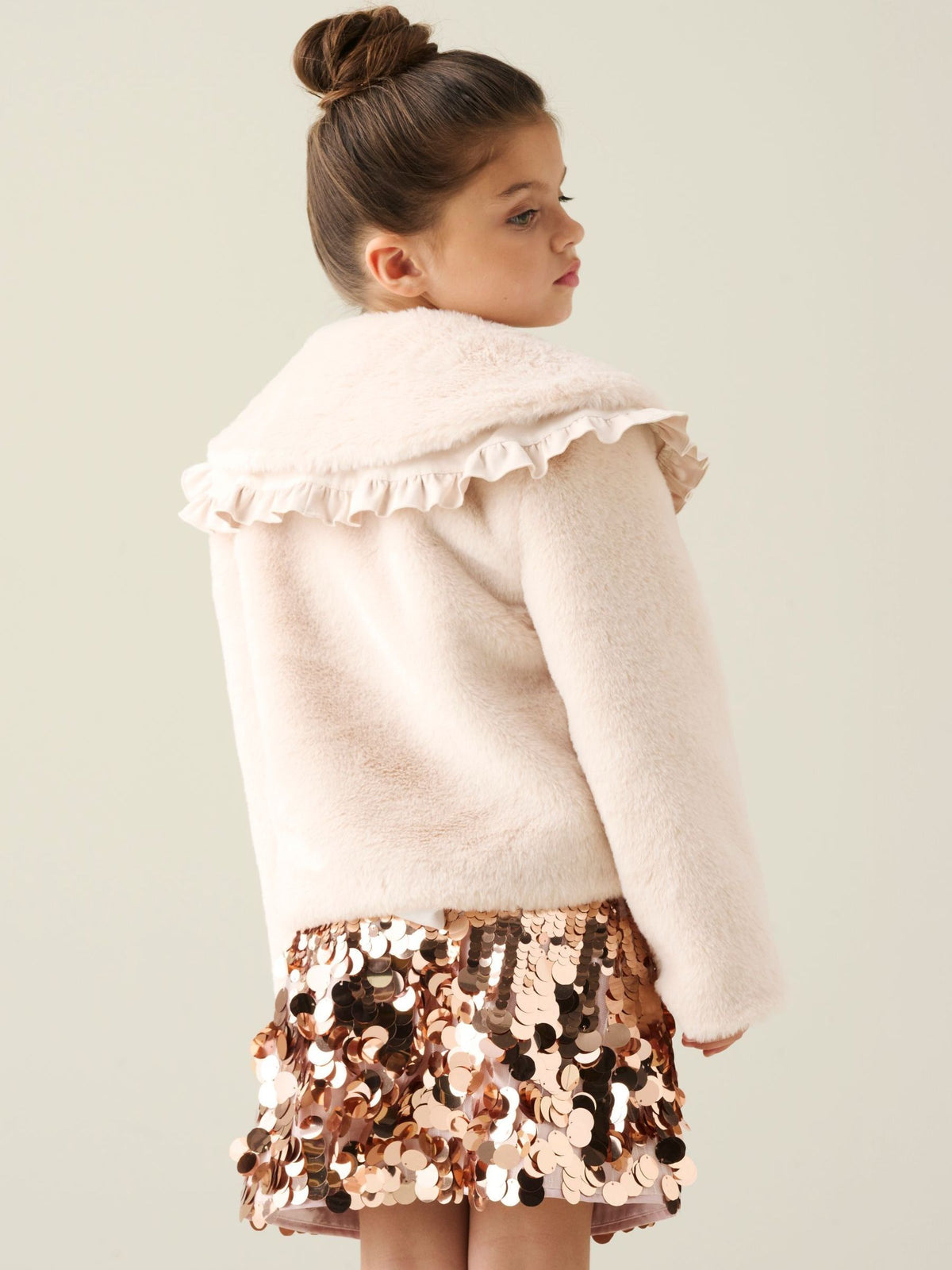 Dsiney Kidz - Angel & Rocket White Alessia Faux Fur Cape Collar Jacket image 3