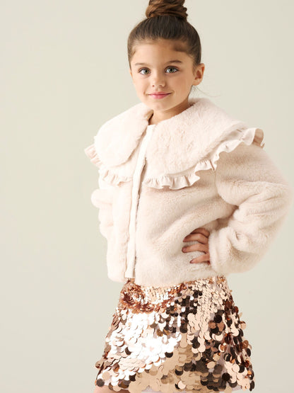Dsiney Kidz - Angel & Rocket White Alessia Faux Fur Cape Collar Jacket image 4