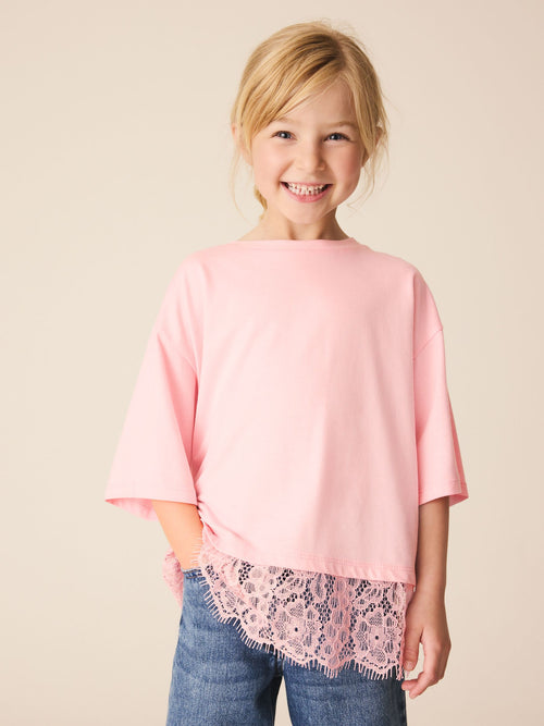 Dsiney Kidz - Pink Lace Hem T-Shirt (3-16yrs) image 1