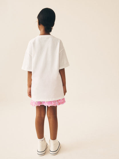 Dsiney Kidz - Ecru Disco Ball Oversized Sequin Graphic T-Shirt (3-16yrs) image 4