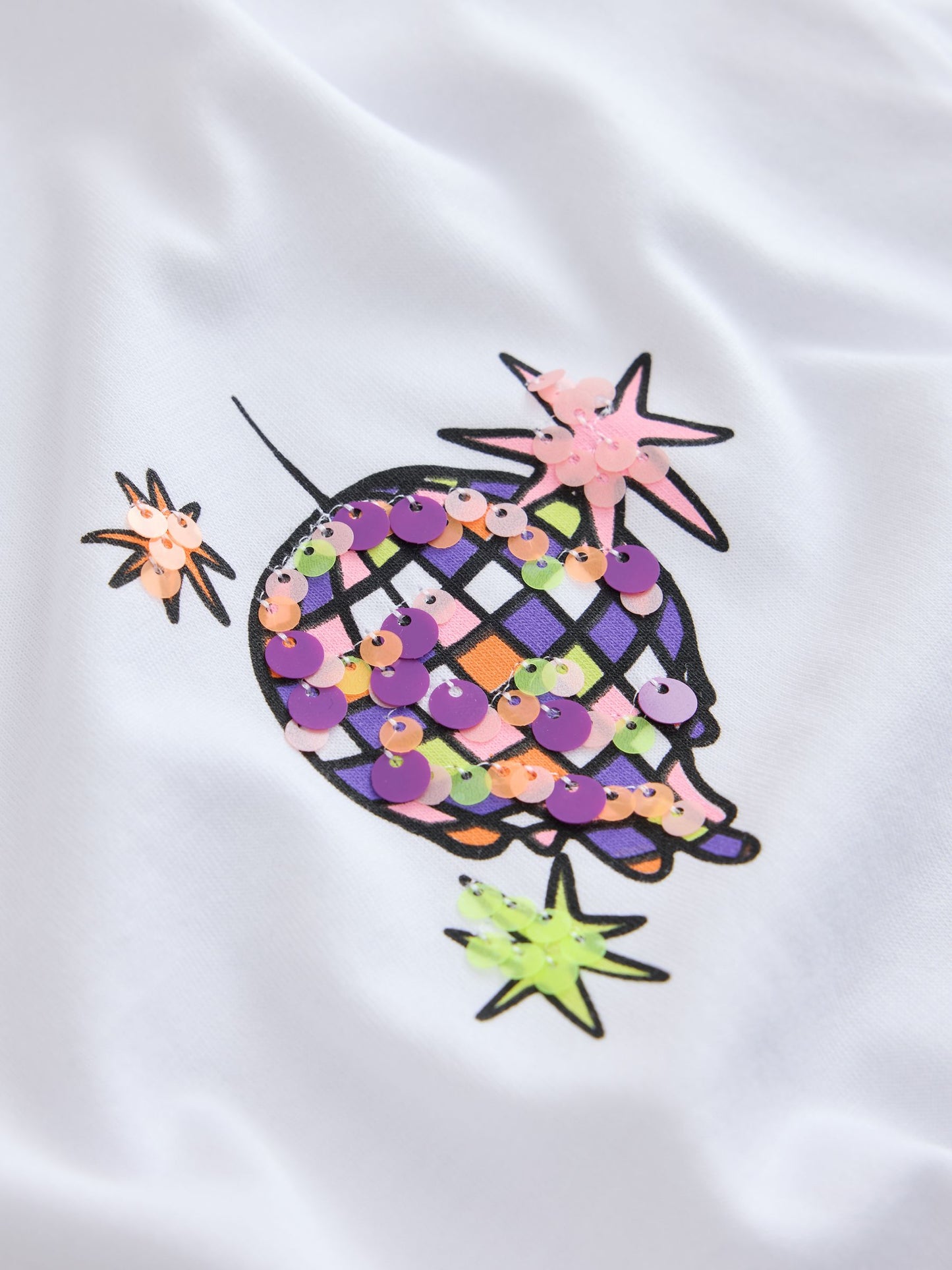 Dsiney Kidz - Ecru Disco Ball Oversized Sequin Graphic T-Shirt (3-16yrs) image 7