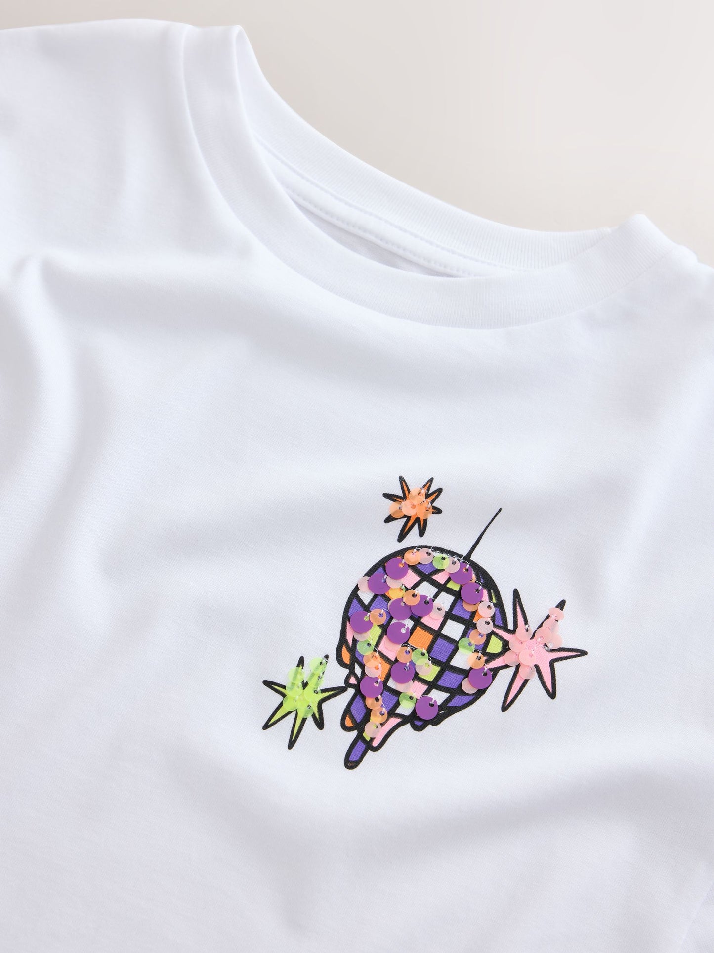 Dsiney Kidz - Ecru Disco Ball Oversized Sequin Graphic T-Shirt (3-16yrs) image 8