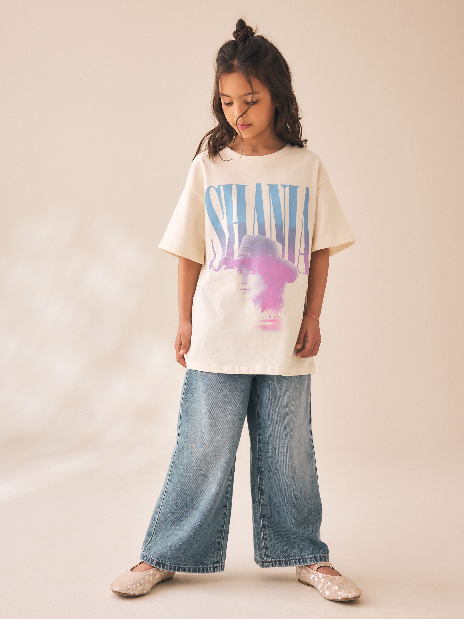 Dsiney Kidz - Ecru Shania Twain Oversized Graphic T-Shirt (3-16yrs) image 4
