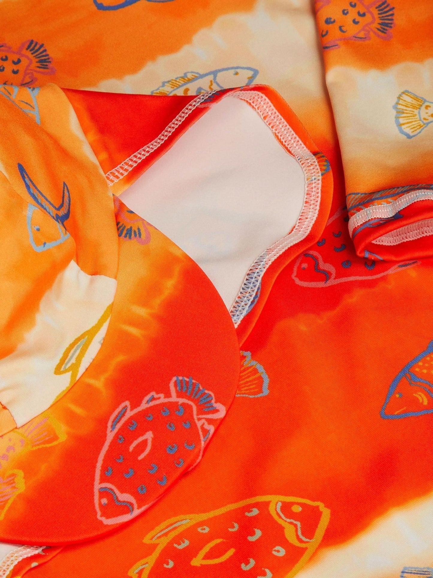 Monsoon Orange Fish Print UPF50+ Swimsuit & Sun Hat Set image 3